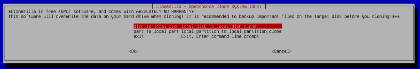 Clonezilla - Disk Mode